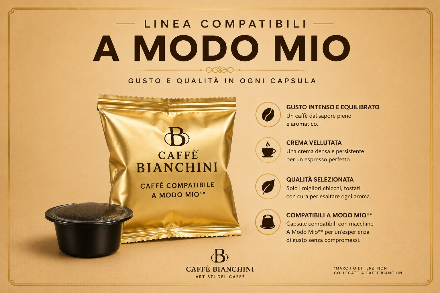 Capsule Decaffeinato Compatibili A Modo Mio® – Caffè Bianchini